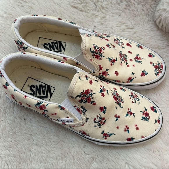 Vans White Floral Slide On Shoes Size 7.5 - Picture 4 of 5